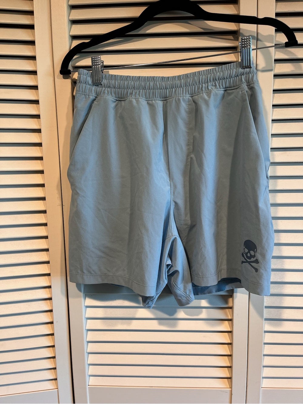 Lululemon Light Blue Men's Performance Shorts with Skull Accent - Colab Piece